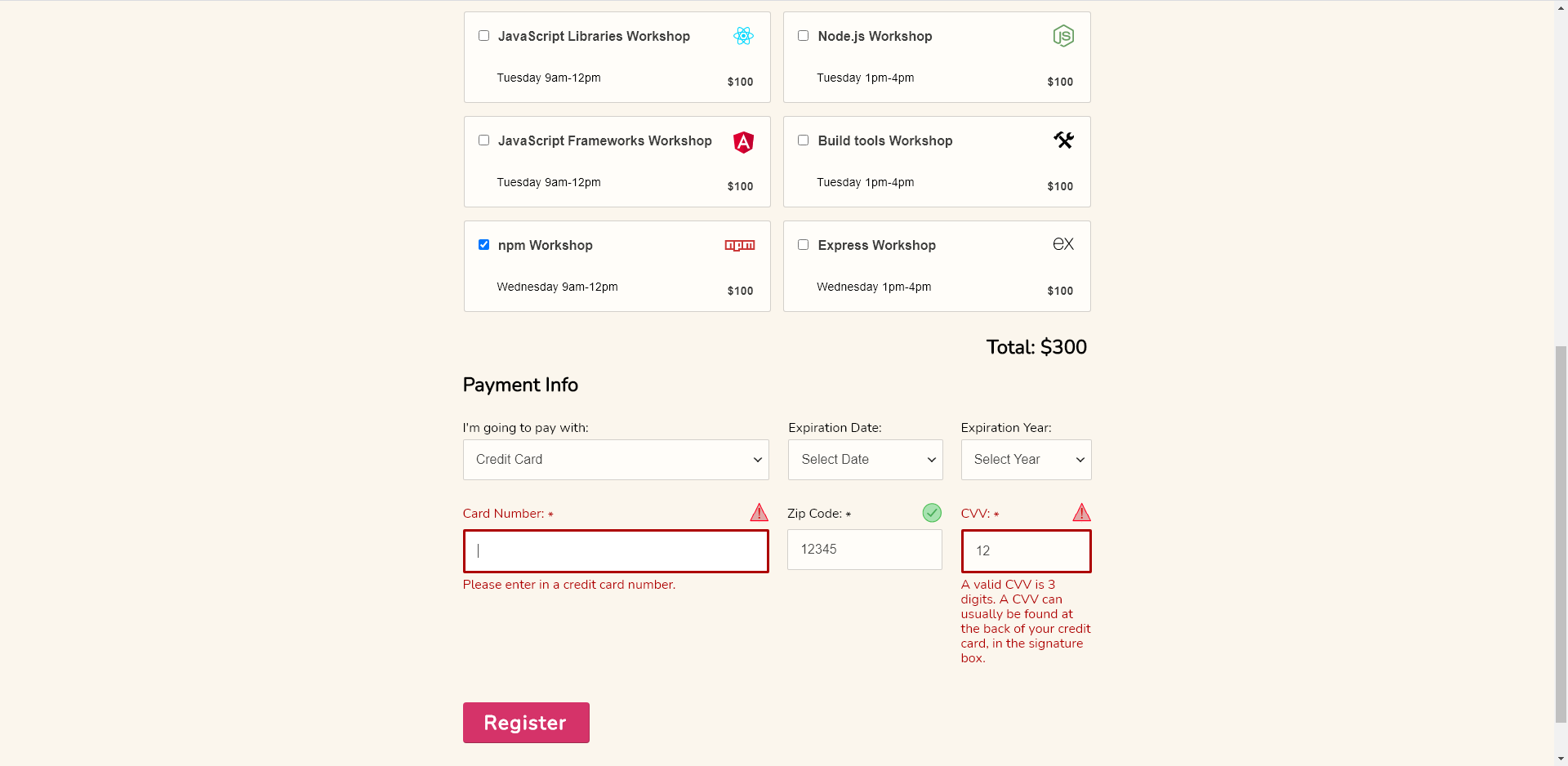 Screen capture of Interactive Form & Accessibility