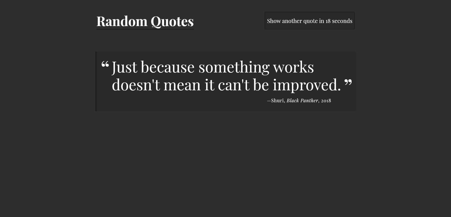 Screen capture of Random Quote Generator